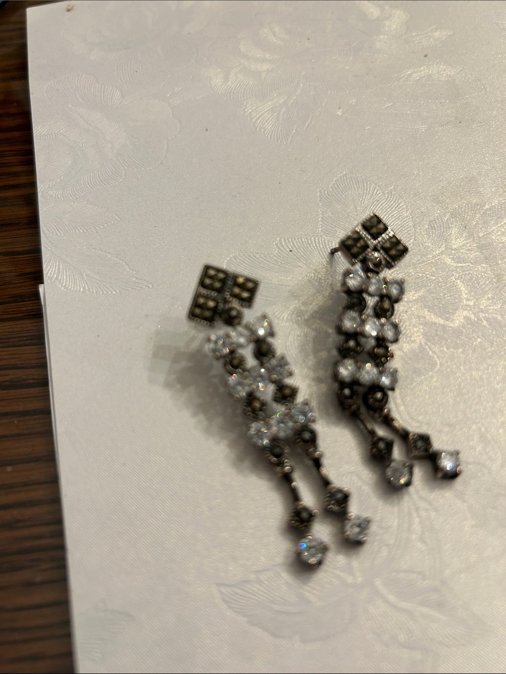 Crystal Drop Dangle Earrings Sterling - Silver